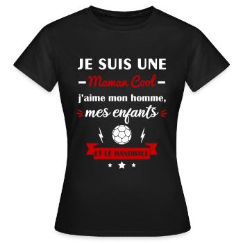 Maman cool handball, handballeuse, fête des mères - T-shirt Femme - noir - Devant - AI Model Female 172 dark (172cm)