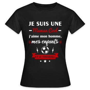 Maman cool football, footballeuse, fête des mères - T-shirt Femme - noir - Devant - AI Model Female 172 dark (172cm)