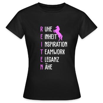 Rider horses Horse stall Equitation - Women's T-Shirt - black - Front - AI Model Female 172 dark (172cm)