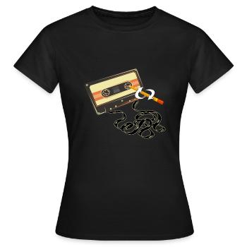 Funny cassette pen - Women's T-Shirt - black - Front - AI Model Female 172 dark (172cm)