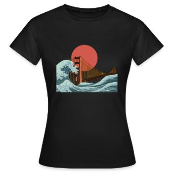 Golden Gate San Fransisco Welle - Frauen T-Shirt - Schwarz - Vorne - AI Model Female 172 dark (172cm)
