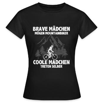 Brave Mädchen mögen Mountainbiker - Frauen T-Shirt - Schwarz - Vorne - AI Model Female 172 dark (172cm)