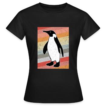 Vintage Pinguin - Frauen T-Shirt - Schwarz - Vorne - AI Model Female 172 dark (172cm)