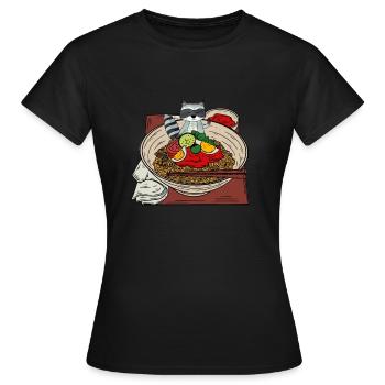 Ramen Waschbär - Frauen T-Shirt - Schwarz - Vorne - AI Model Female 172 dark (172cm)