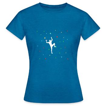 Climbing climbing wall - Women's T-Shirt - antique blue sapphire heather - Front - AI Model Female 172 dark (172cm)