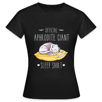 Schlafshirt: Schlafende Aphrodite Giant Katze - Frauen T-Shirt - Schwarz - Vorne - AI Model Female 172 dark (172cm)