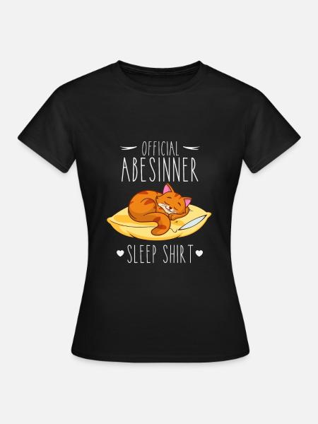 Schlafshirt: Schlafende Abesinner Katze - Frauen T-Shirt - Schwarz