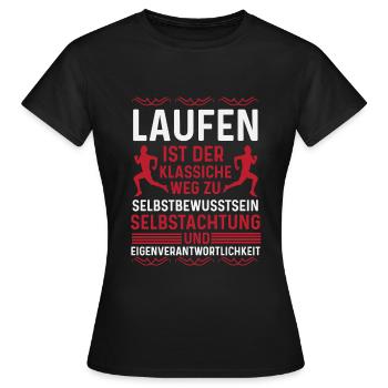 Laufen: Selbstbewusstsein Selbstachtung - Frauen T-Shirt - Schwarz - Vorne - AI Model Female 172 dark (172cm)