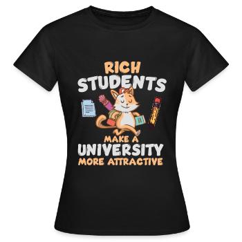 Les étudiants riches rendent une université plus attrayante - T-shirt Femme - noir - Devant - AI Model Female 172 dark (172cm)