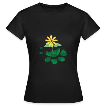 Chats empreintes de pattes avec fleur - T-shirt Femme - noir - Devant - AI Model Female 172 dark (172cm)