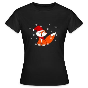 Christmas fox in snowflakes - Women's T-Shirt - black - Front - AI Model Female 172 dark (172cm)