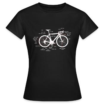 Rennrad Anatomie Rennrad Bauteile - Frauen T-Shirt - Schwarz - Vorne - AI Model Female 172 dark (172cm)