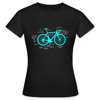Rennrad Anatomie Fahrradteile horizontal cyan - Frauen T-Shirt - Schwarz - Vorne - AI Model Female 172 dark (172cm)