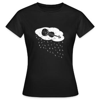 Violon pluie nuage pluies notes de musique - T-shirt Femme - noir - Devant - AI Model Female 172 dark (172cm)