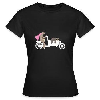 Lastenfahrrad Faultier Hollandrad Cargo Bike - Frauen T-Shirt - Schwarz - Vorne - AI Model Female 172 dark (172cm)