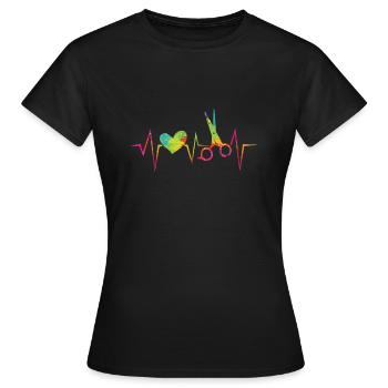 Hairdressers heartbeat hair salon with heart - Women's T-Shirt - black - Front - AI Model Female 172 dark (172cm)