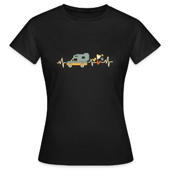 Pickup Wohnkabine Herzschlag mit Herz Camping - Frauen T-Shirt - Schwarz - Vorne - AI Model Female 172 dark (172cm)