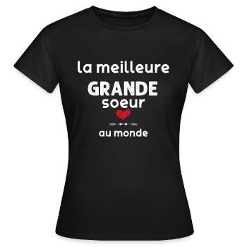 Ma Grande Soeur message Tendresse Pour Toi - T-shirt Femme - noir - Devant - AI Model Female 172 dark (172cm)