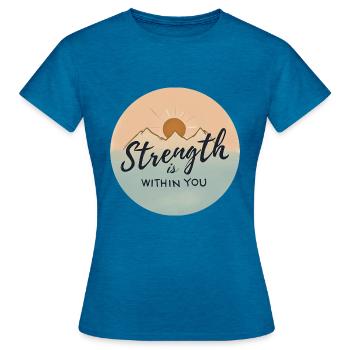 T-shirt minimaliste inspirant - T-shirt Femme - bleu saphir antique chiné - Devant - AI Model Female 172 dark (172cm)