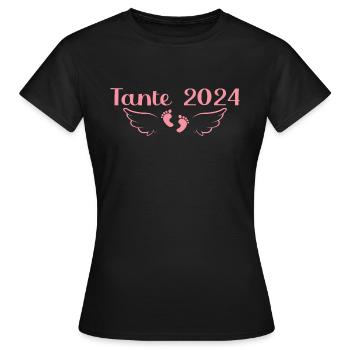 Tante 2024 Schwangerschaftsankündigung - Frauen T-Shirt - Schwarz - Vorne - AI Model Female 172 dark (172cm)