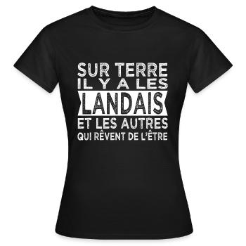 sur terre les Landais et les autres Humour Landes - T-shirt Femme - noir - Devant - AI Model Female 172 dark (172cm)