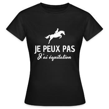je peux pas j'ai équitation - T-shirt Femme - noir - Devant - AI Model Female 172 dark (172cm)