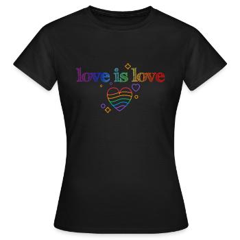 L’amour, c’est l’amour ! Déclaration Gay Pride LGBTQI+ - T-shirt Femme - noir - Devant - AI Model Female 172 dark (172cm)