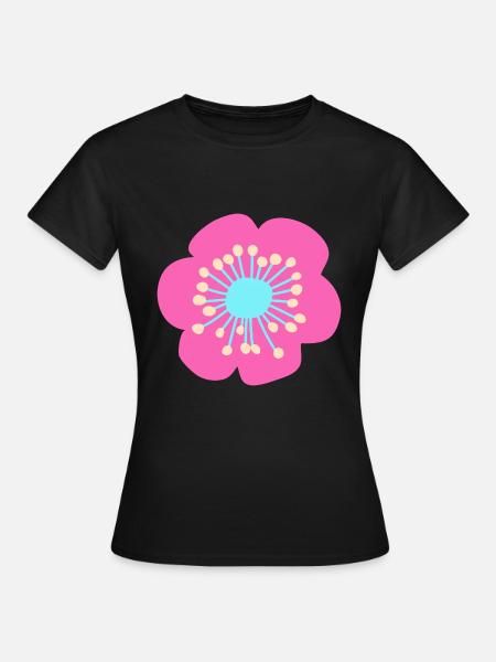 Blume pink und cyan - Frauen T-Shirt - Schwarz