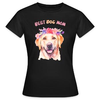 meilleure maman chien - Labrador avec couronne de fleurs - T-shirt Femme - noir - Devant - AI Model Female 172 dark (172cm)