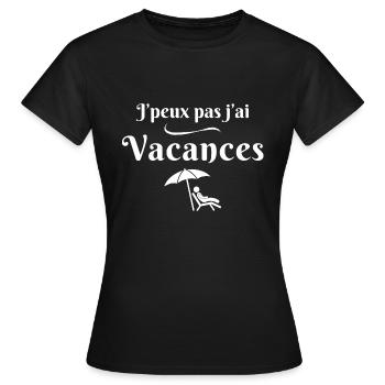 vacances, vacances d'été - T-shirt Femme - noir - Devant - AI Model Female 172 dark (172cm)