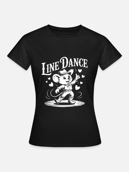 Line Dance Maus lustige Maus tanzt Linedance - Frauen T-Shirt - Schwarz