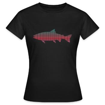 Pêche à la truite Pêcheur pixelisé Truite - T-shirt Femme - noir - Devant - AI Model Female 172 dark (172cm)