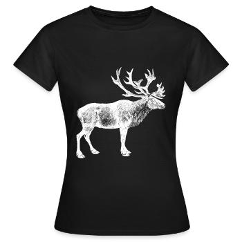 Cerf Orignal Bois Tête de cerf Chasseur Moose - T-shirt Femme - noir - Devant - AI Model Female 172 dark (172cm)