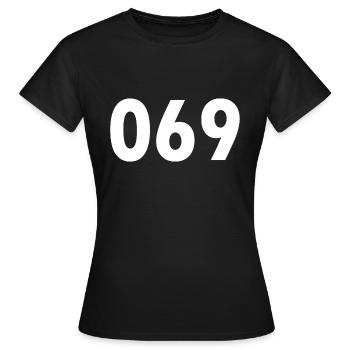 069 - Frauen T-Shirt - Schwarz - Vorne - AI Model Female 172 dark (172cm)