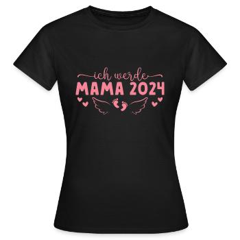 Ich werde Mama 2024 Schwangerschaftsankündigung - Frauen T-Shirt - Schwarz - Vorne - AI Model Female 172 dark (172cm)