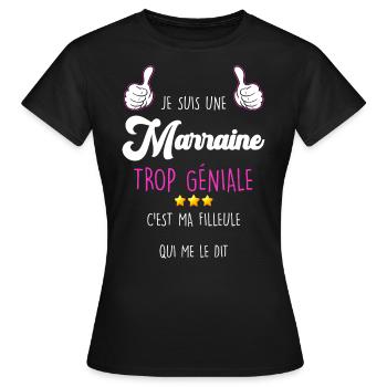 Marraine Citation Tendre De Ma Filleule - T-shirt Femme - noir - Devant - AI Model Female 172 dark (172cm)