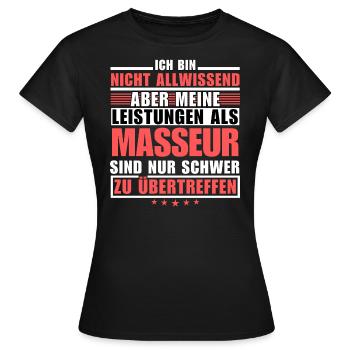 Des performances inégalées en tant que massothérapeute - T-shirt Femme - noir - Devant - AI Model Female 172 dark (172cm)