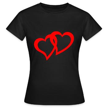 doppel Herzen rot - Frauen T-Shirt - Schwarz - Vorne - AI Model Female 172 dark (172cm)