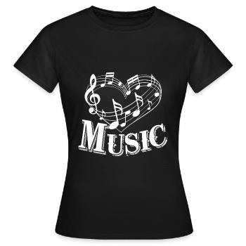 Herz und Musik musizieren mit Herz - Frauen T-Shirt - Schwarz - Vorne - AI Model Female 172 dark (172cm)