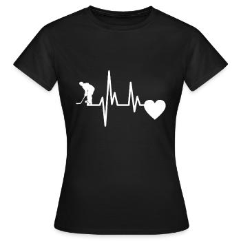 Eishockeyteam Herzschlag Wintersport Eishockey - Frauen T-Shirt - Schwarz - Vorne - AI Model Female 172 dark (172cm)