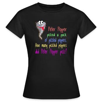 Zungenbrecher Peter Pepper Tongue Twister - Women's T-Shirt - black - Front - AI Model Female 172 dark (172cm)