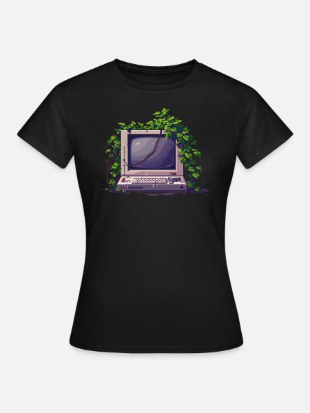 Old Pixel Computer - Frauen T-Shirt - Schwarz