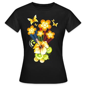 Flower Power - T-shirt Femme - noir - Devant - AI Model Female 172 dark (172cm)