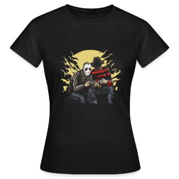 Dark Gamers Jason und Freddy / Halloween (0018) - Frauen T-Shirt - Schwarz - Vorne - AI Model Female 172 dark (172cm)