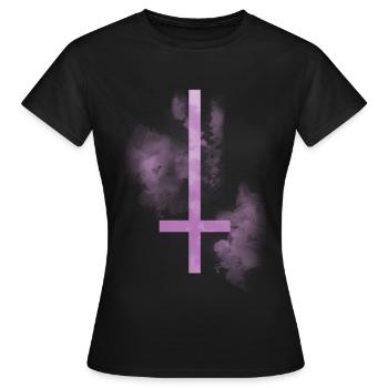 watercolor upside down cross / cross upside down - Women's T-Shirt - black - Front - AI Model Female 172 dark (172cm)