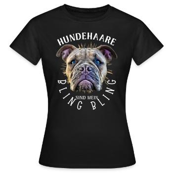 HUNDEHAARE sind mein BLING BLING - Hund Hunde - Frauen T-Shirt - Schwarz - Vorne - AI Model Female 172 dark (172cm)