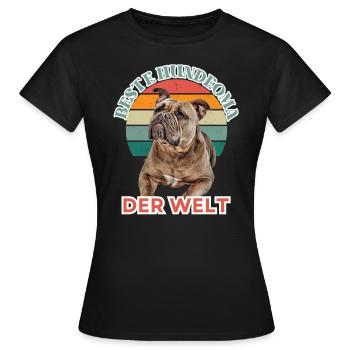 BESTE HUNDEOMA Bulldogge Hund Hunde Old English - Frauen T-Shirt - Schwarz - Vorne - AI Model Female 172 dark (172cm)