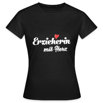 Erzieherin mit Herz Erzieher Kindergarten - Frauen T-Shirt - Schwarz - Vorne - AI Model Female 172 dark (172cm)