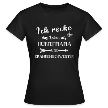 KRANKENSCHWESTER - HUNDEMAMA Kollektion - Frauen T-Shirt - Schwarz - Vorne - AI Model Female 172 dark (172cm)