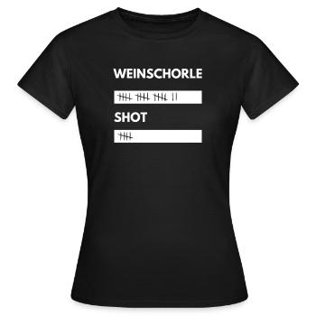 WEINSCHORLE und SHOT STRICHLISTE Weinfest - Frauen T-Shirt - Schwarz - Vorne - AI Model Female 172 dark (172cm)
